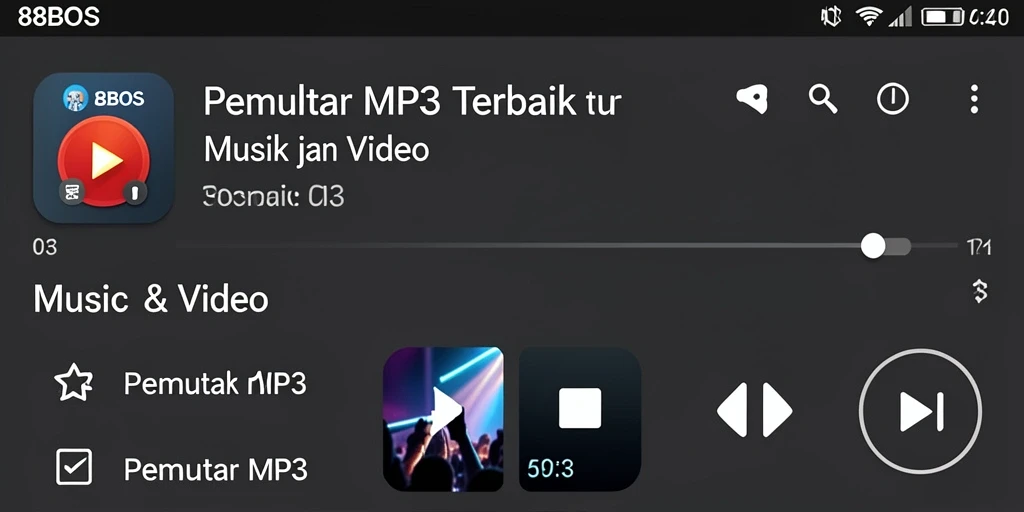 Tampilan antarmuka 88BOS yang user-friendly untuk Pemutar MP3.