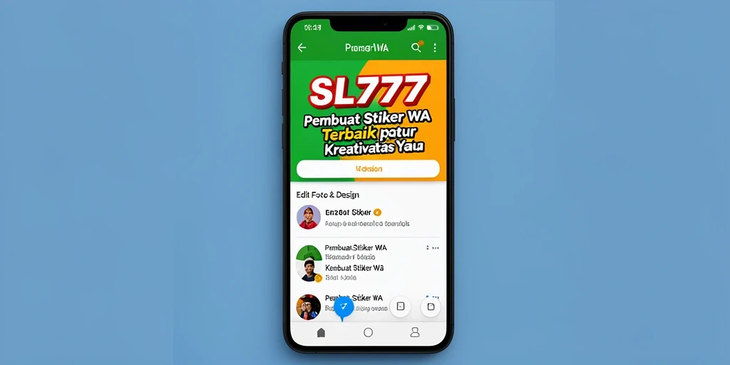 Antarmuka aplikasi SL777 untuk membuat stiker WA yang menarik.